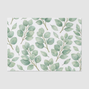 Papel De Seda Patrón de vegetación de eucalipto en acuarela