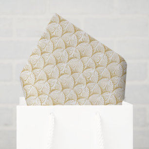 Papel De Seda Patrón de ventilador de línea Art Deco Blanco