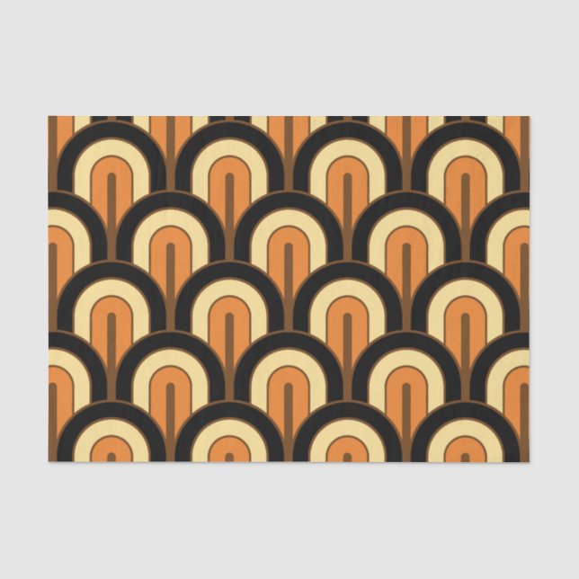 Papel De Seda Patrón de ventilador geométrico gradado retro (Anverso)