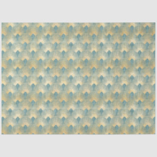 Papel De Seda Patrón de ventilador hermoso, oro verde azulado, p