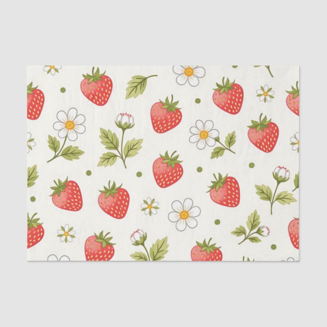 Papel De Seda Patrón de Verano de Flor de Fresa (Anverso)