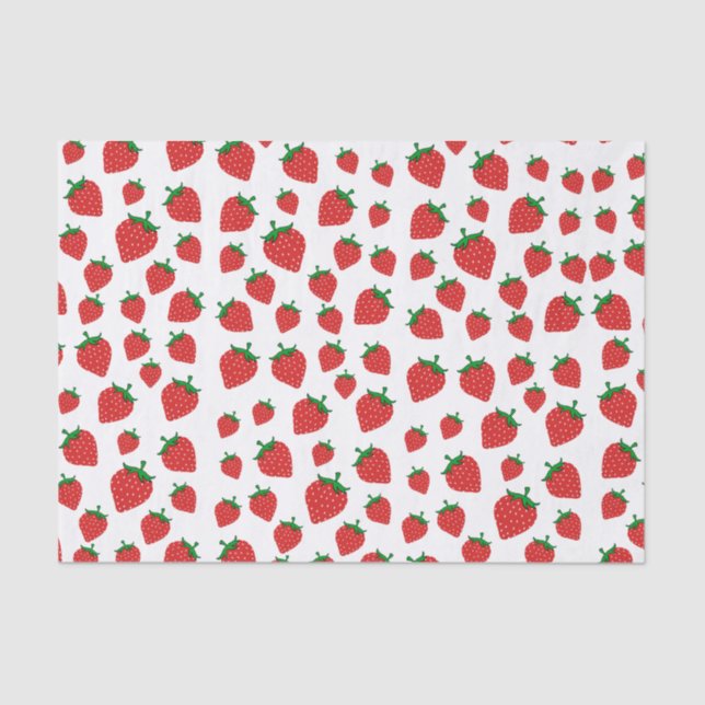 Papel De Seda Patrón de verano de fresa (Anverso)