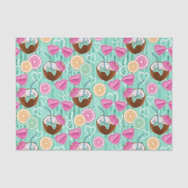Papel De Seda Patrón de verano de playa  (Anverso)