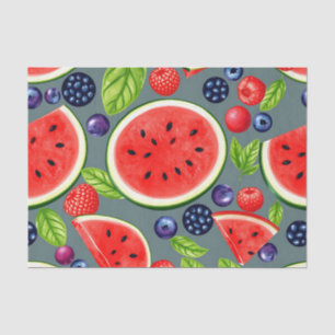 Papel De Seda Patrón de verano de sandía y bayas