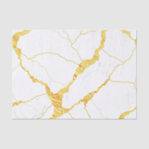Papel De Seda Patrón de Vetas de Oro de Mármol Blanco