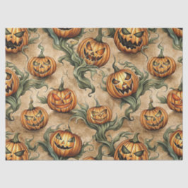 Papel De Seda Patrón de vid vintage de Halloween Jack-O-Lantern