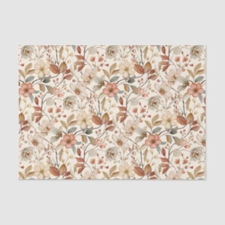 Papel De Seda Patrón de vides florales suaves en fondo marfil