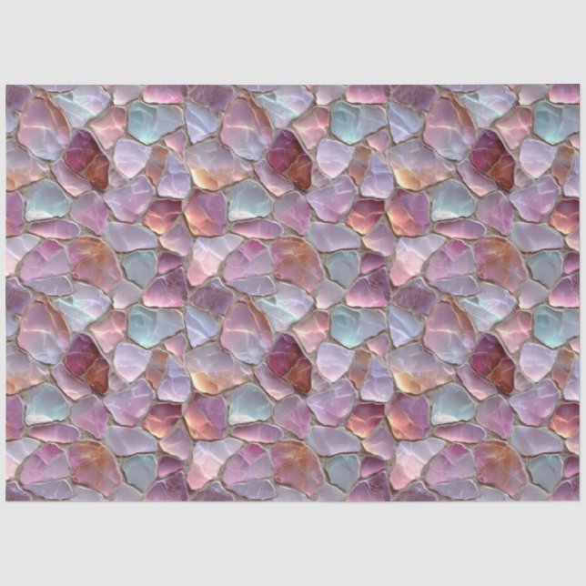 Papel De Seda Patrón de vidrio de mar rosa decoupage (Anverso)