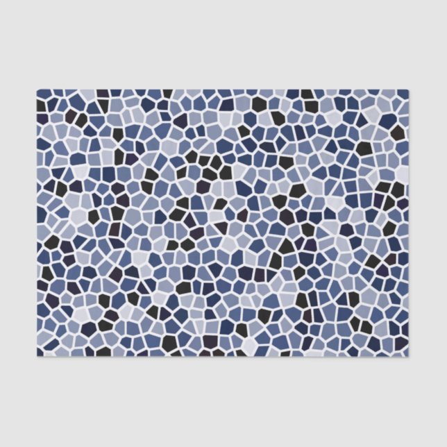 Papel De Seda Patrón de vidrio emplomado azul cian naval (Anverso)