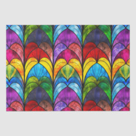 Papel De Seda Patrón de vidrio emplomado elegante arcoíris