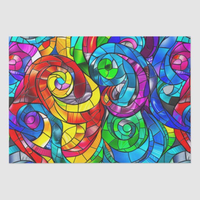 Papel De Seda Patrón de vidrio emplomado elegante de arcoíris (Anverso)