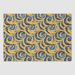 Papel De Seda Patrón de vidrio en mosaico de noche estrellada az