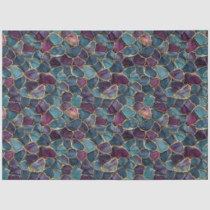 Papel De Seda Patrón de vidrio marino decoupage púrpura y azul t