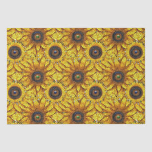 Papel De Seda Patrón de vidrio mosaico de girasol amarillo elega