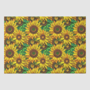 Papel De Seda Patrón de vidrio mosaico de girasol amarillo elega