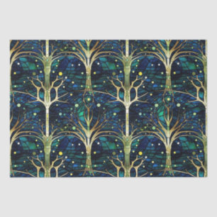 Papel De Seda Patrón de vidrio tintado de árbol celestial verde 