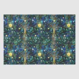 Papel De Seda Patrón de vidrio tintado de árbol celestial verde 