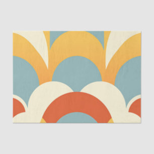 Papel De Seda Patrón de vieira con mostaza azul verdoso retro