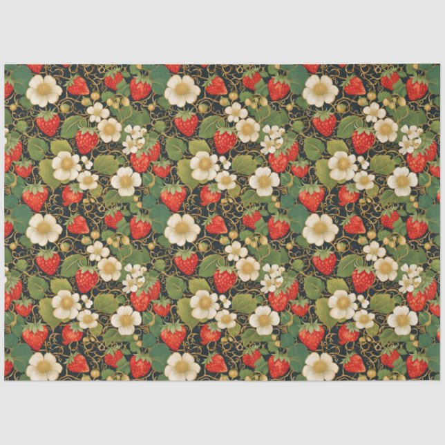 Papel De Seda Patrón de vino de fresa (Anverso)