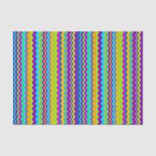 Papel De Seda Patrón de zigzag en lino multicolor