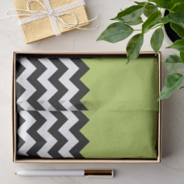 Papel De Seda Patrón de zigzag negro y blanco, chevron, verde