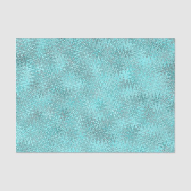 Papel De Seda Patrón de zigzag turquesa (Anverso)