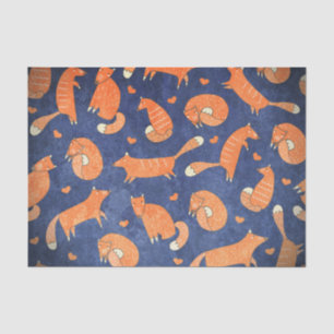 Papel De Seda Patrón de zorro animal feliz