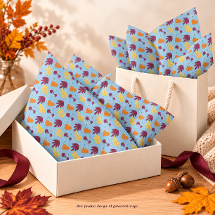 Papel De Seda Patrón de zorros dormidos y hojas de otoño