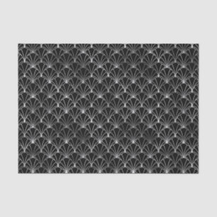 Papel De Seda Patrón Deco de arte plateado y negro