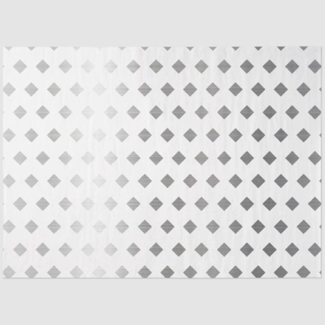 Papel De Seda Patrón decorativo de diamante blanco gris plateado (Anverso)