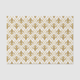 Papel De Seda Patrón decorativo de flor de lis dorada
