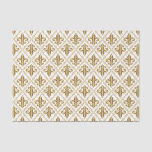 Papel De Seda Patrón decorativo de flor de lis dorada