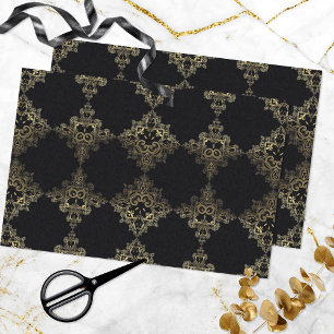 Papel De Seda Patrón decorativo falso dorado y negro