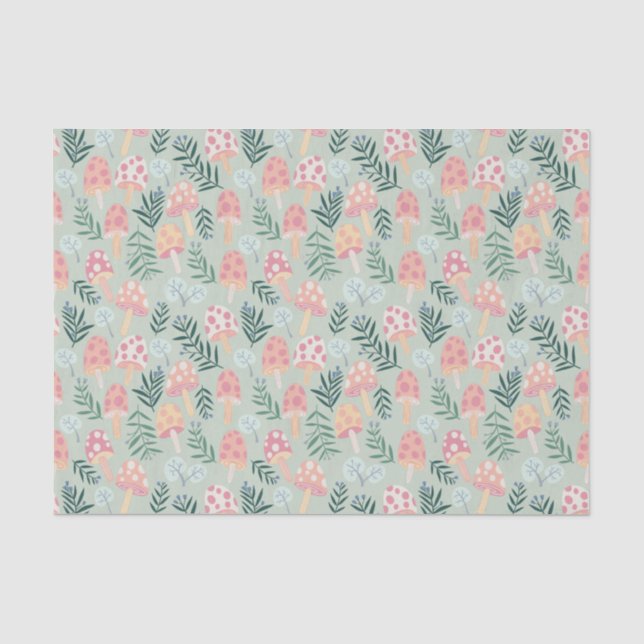 Papel De Seda Patrón del bosque de los hongos mágicos (Anverso)