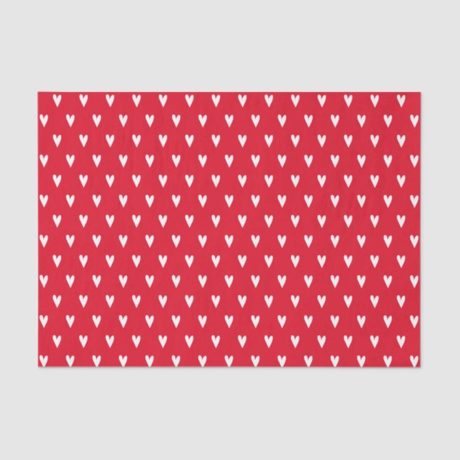 Papel De Seda Patrón del corazón blanco Rojo romántico (Anverso)