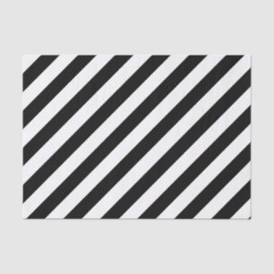 Papel De Seda Patrón diagonal a rayas en blanco y negro elegante