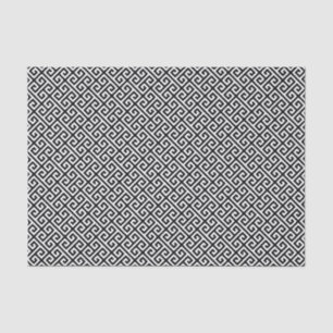 Papel De Seda Patrón diagonal de llave griega en blanco y negro