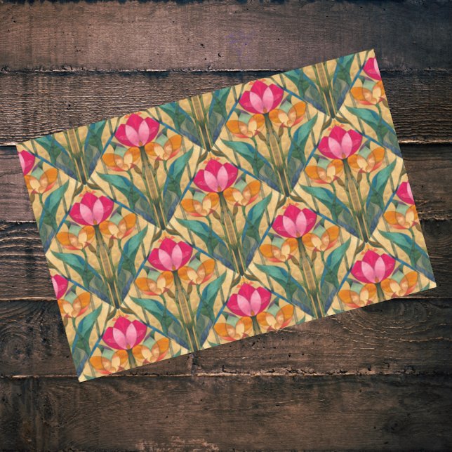 Papel De Seda Patrón diagonal del tulipán del Naranja rosa de la (Subido por el creador)
