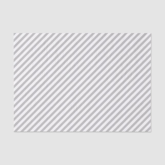 Papel De Seda Patrón diagonal rayado moderno gris y blanco (Anverso)