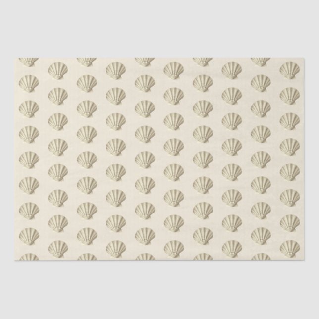 Papel De Seda Patrón dorado Beige de la vida marina (Anverso)