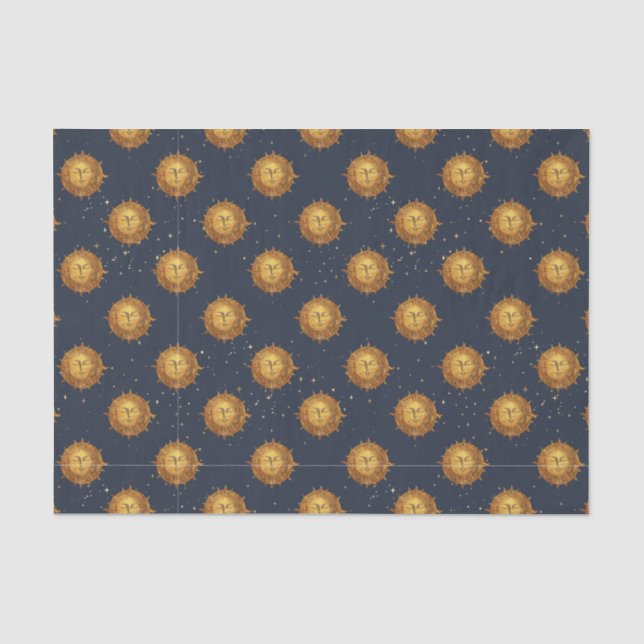 Papel De Seda Patrón Dorado del Sol Celestial (1) (Anverso)