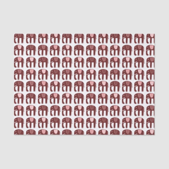 Papel De Seda Patrón elefante Rojo rosado (Anverso)