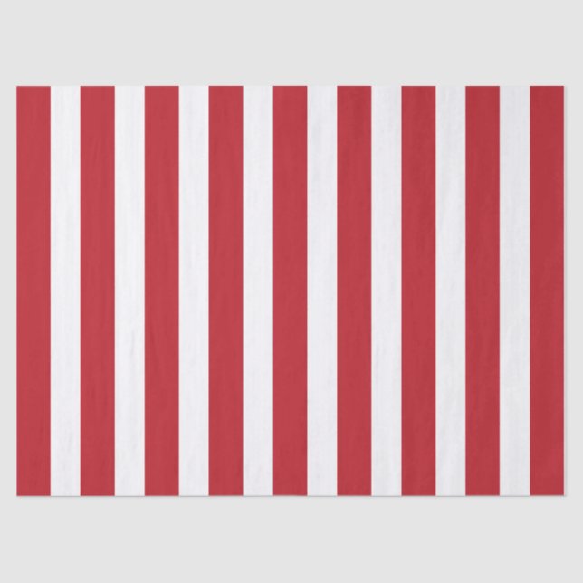 Papel De Seda Patrón elegante a rayas rojas y blancas (Anverso)