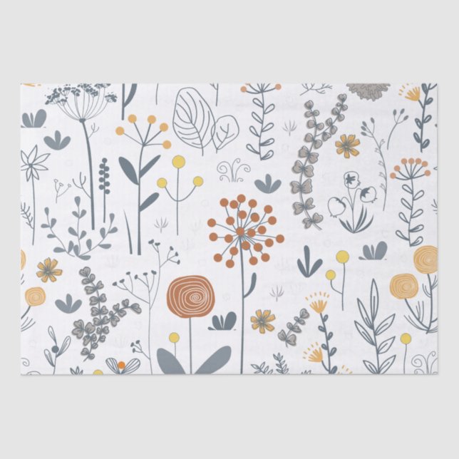 Papel De Seda Patrón elegante abstracto floral sin soldadura (Anverso)