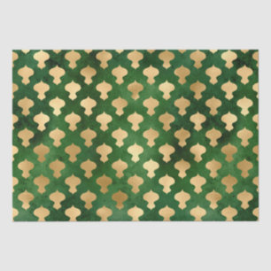Papel De Seda Patrón elegante de adornos de navidad verde dorado