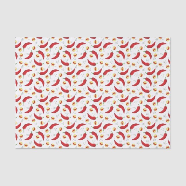 Papel De Seda Patrón elegante de Chile rojo (Anverso)