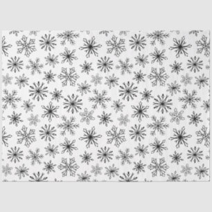 Papel De Seda Patrón elegante de copos de nieve blanco negro