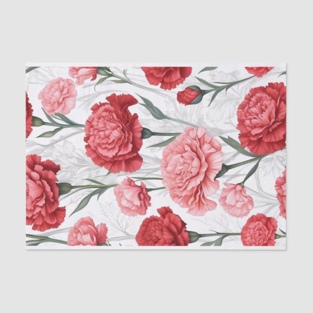 Papel De Seda Patrón elegante de flor de clavel (Anverso)