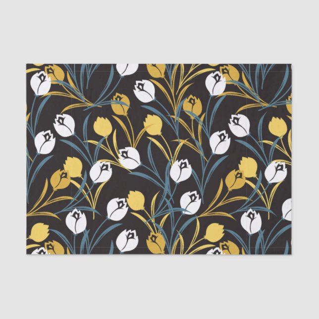 Papel De Seda Patrón elegante de flor tulipán (Anverso)