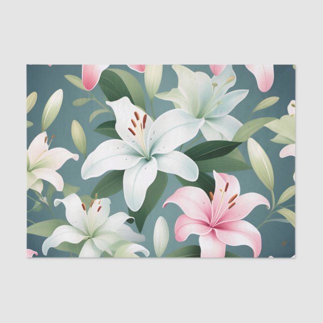 Papel De Seda Patrón elegante de Lily (Anverso)
